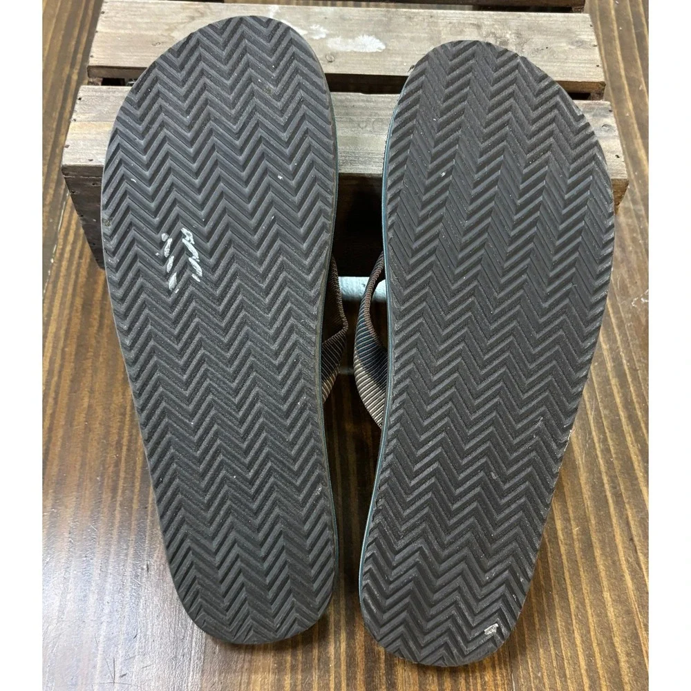 Teva Mush II Mens Flip Flops Brown Striped Fabric Strap Comfort Sandals